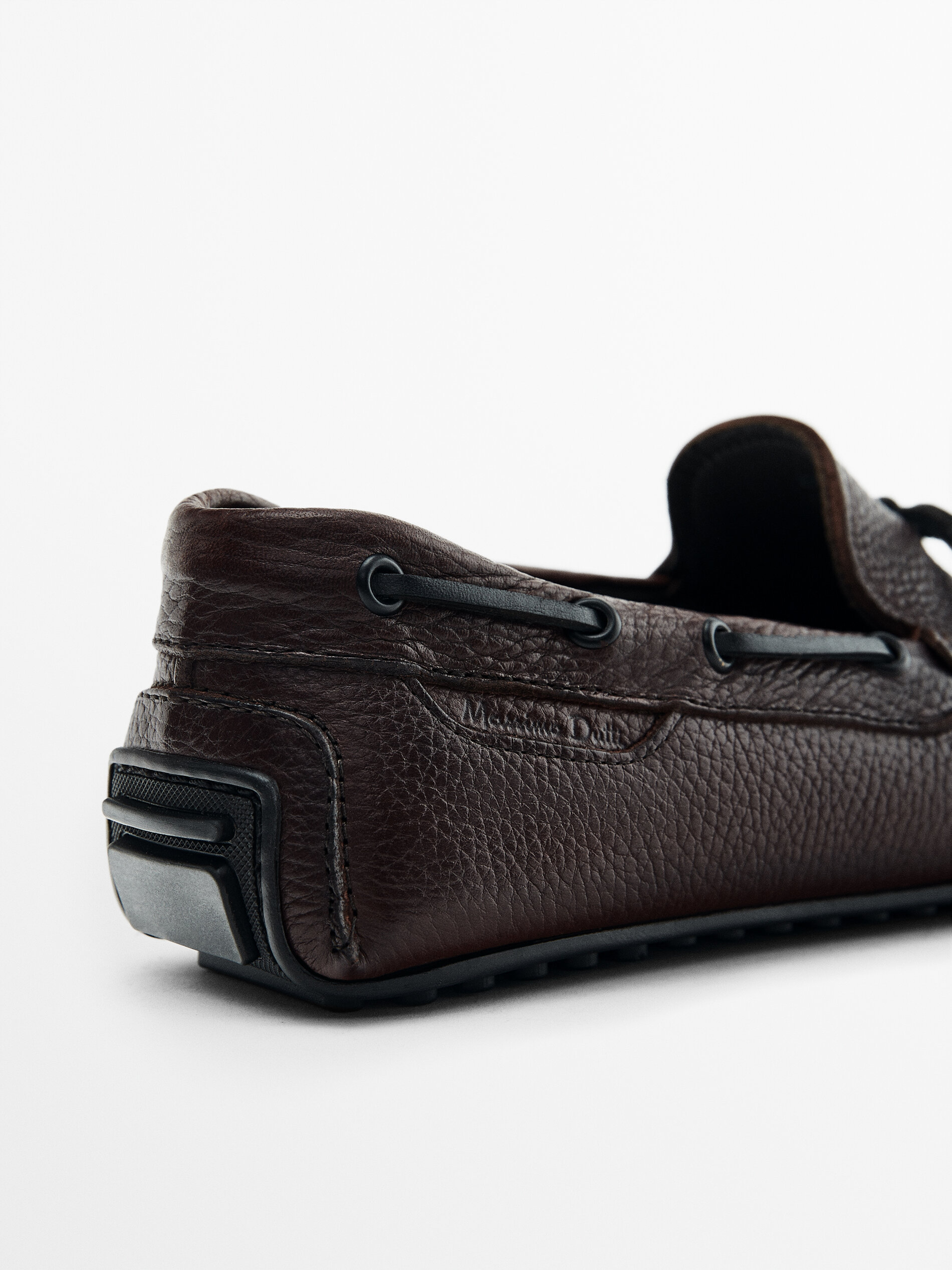 Leather loafers with bow Brown Shoes Massimo Dutti
