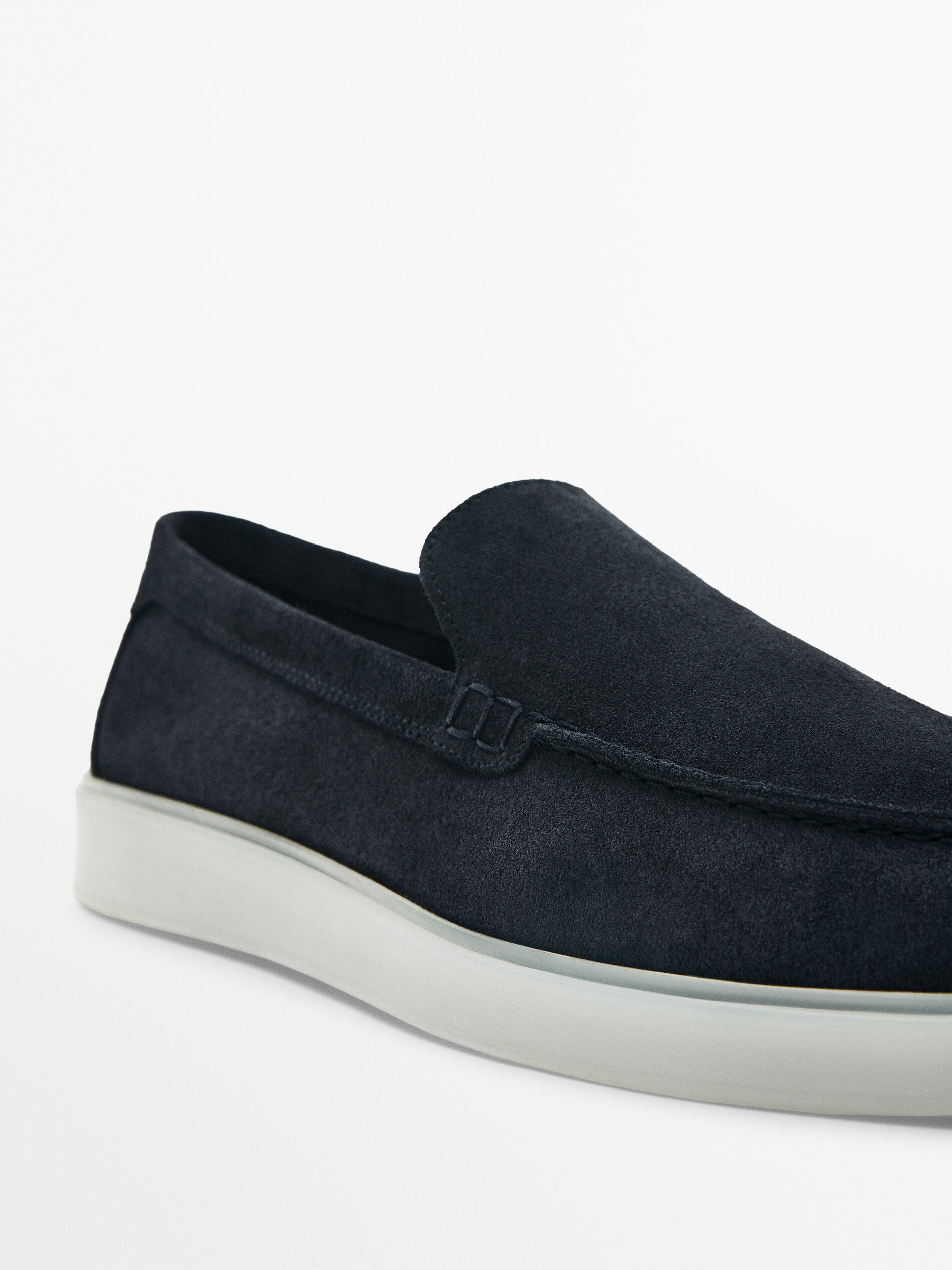 Split suede translucent sole loafers