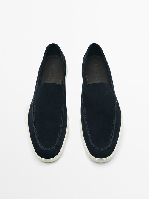 Split leather loafers - Massimo Dutti