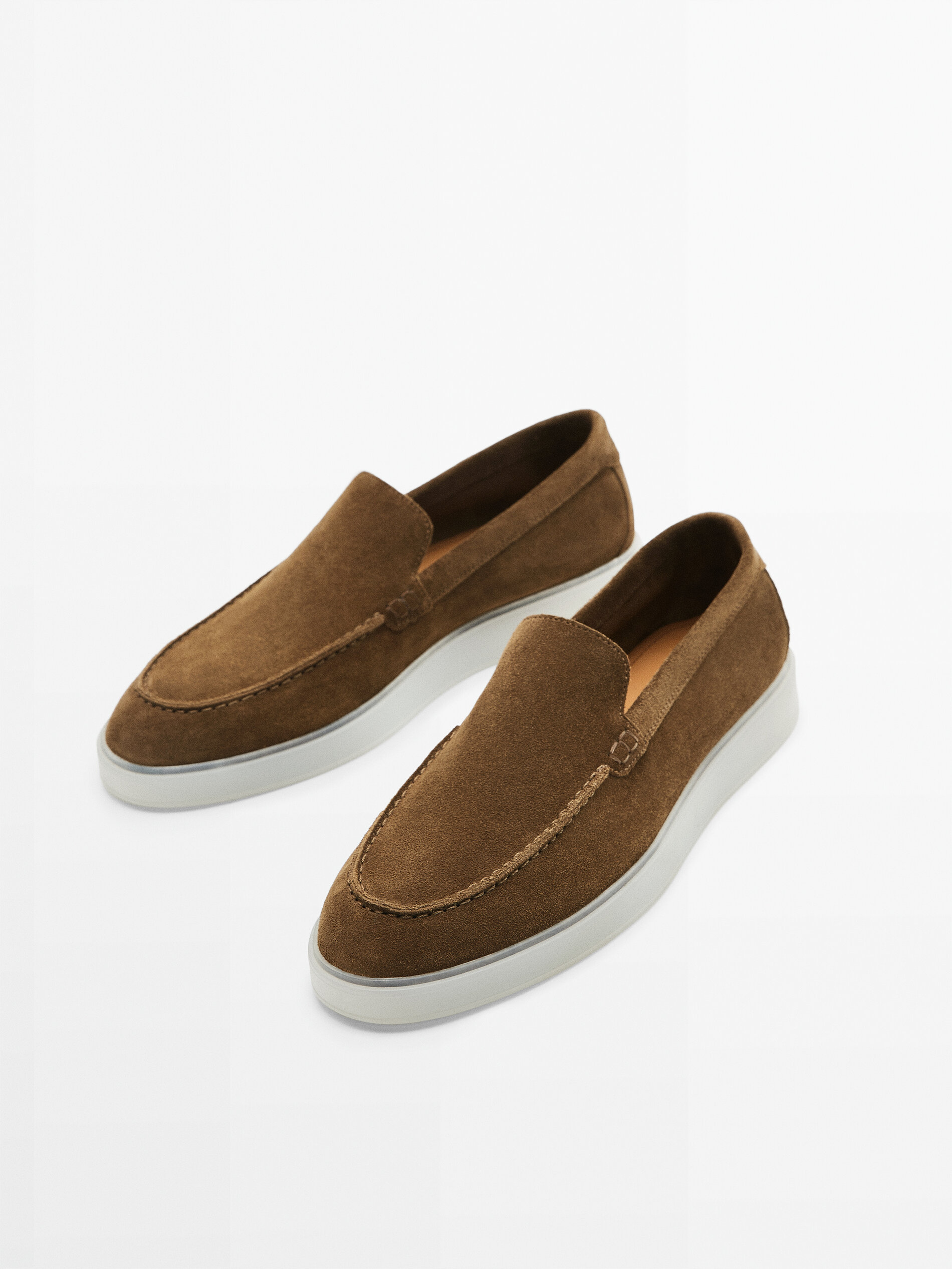 Split suede translucent sole loafers