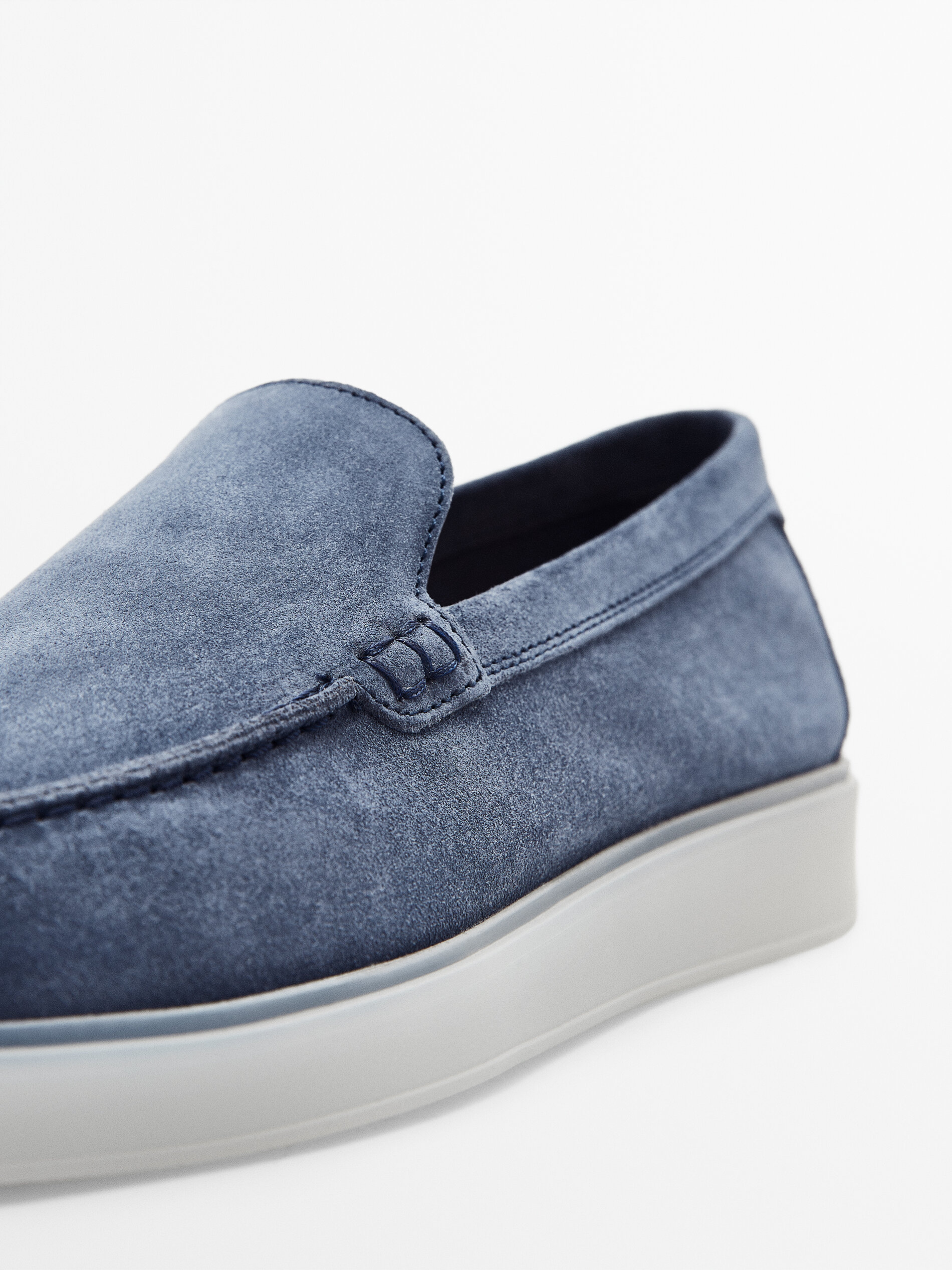 Split suede translucent sole loafers Faded Blue Shoes