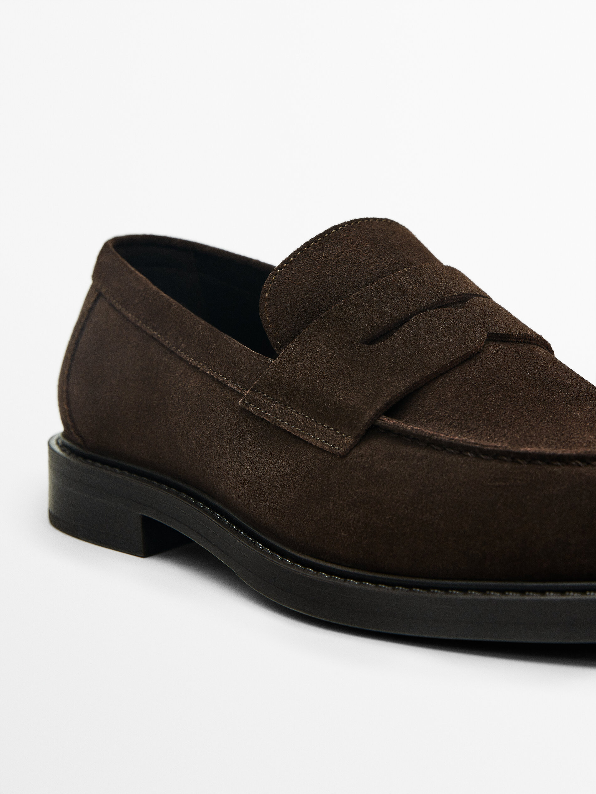 TAN SPLIT SUEDE LOAFERS Brown Shoes Massimo Dutti