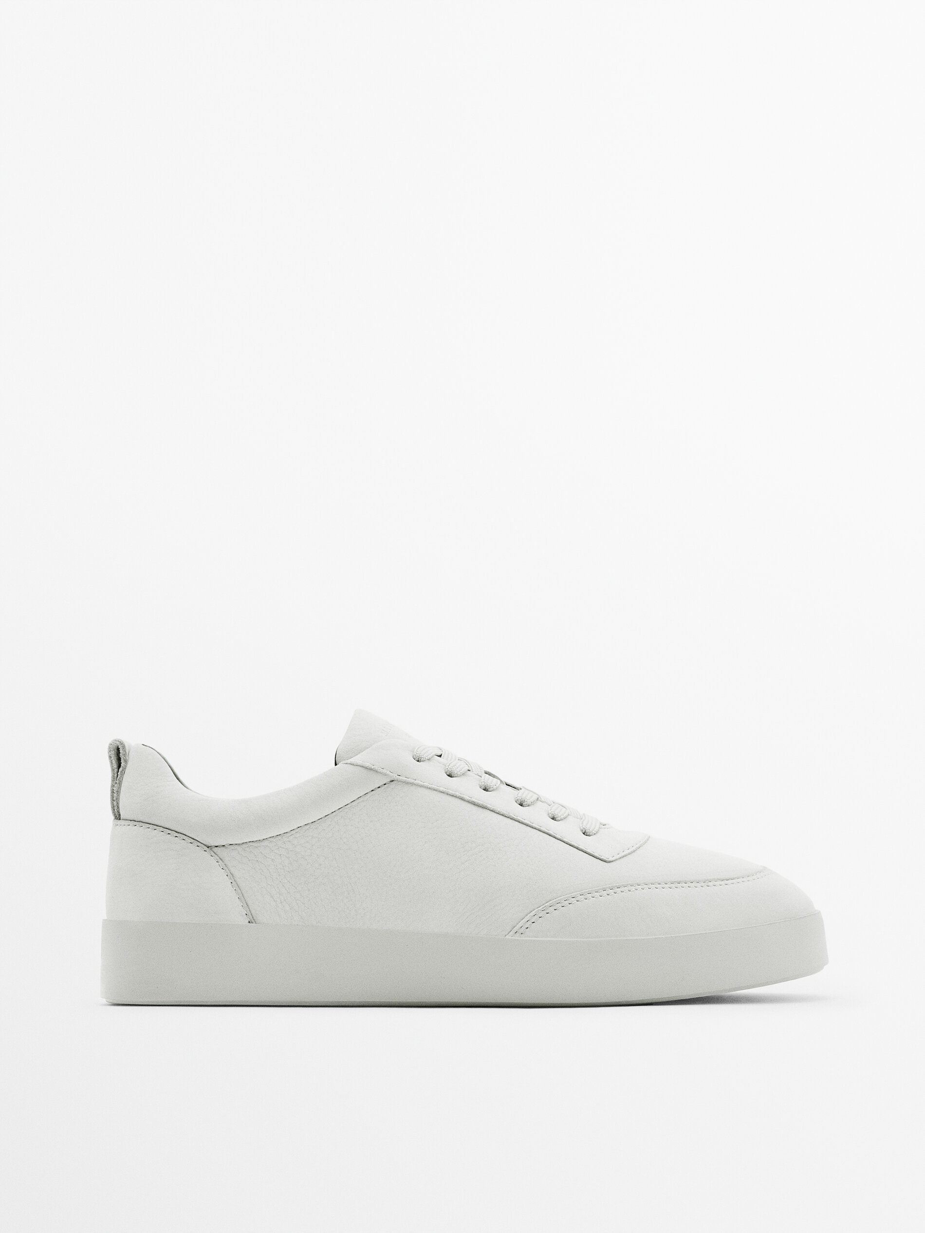 Mens grey hotsell leather trainers