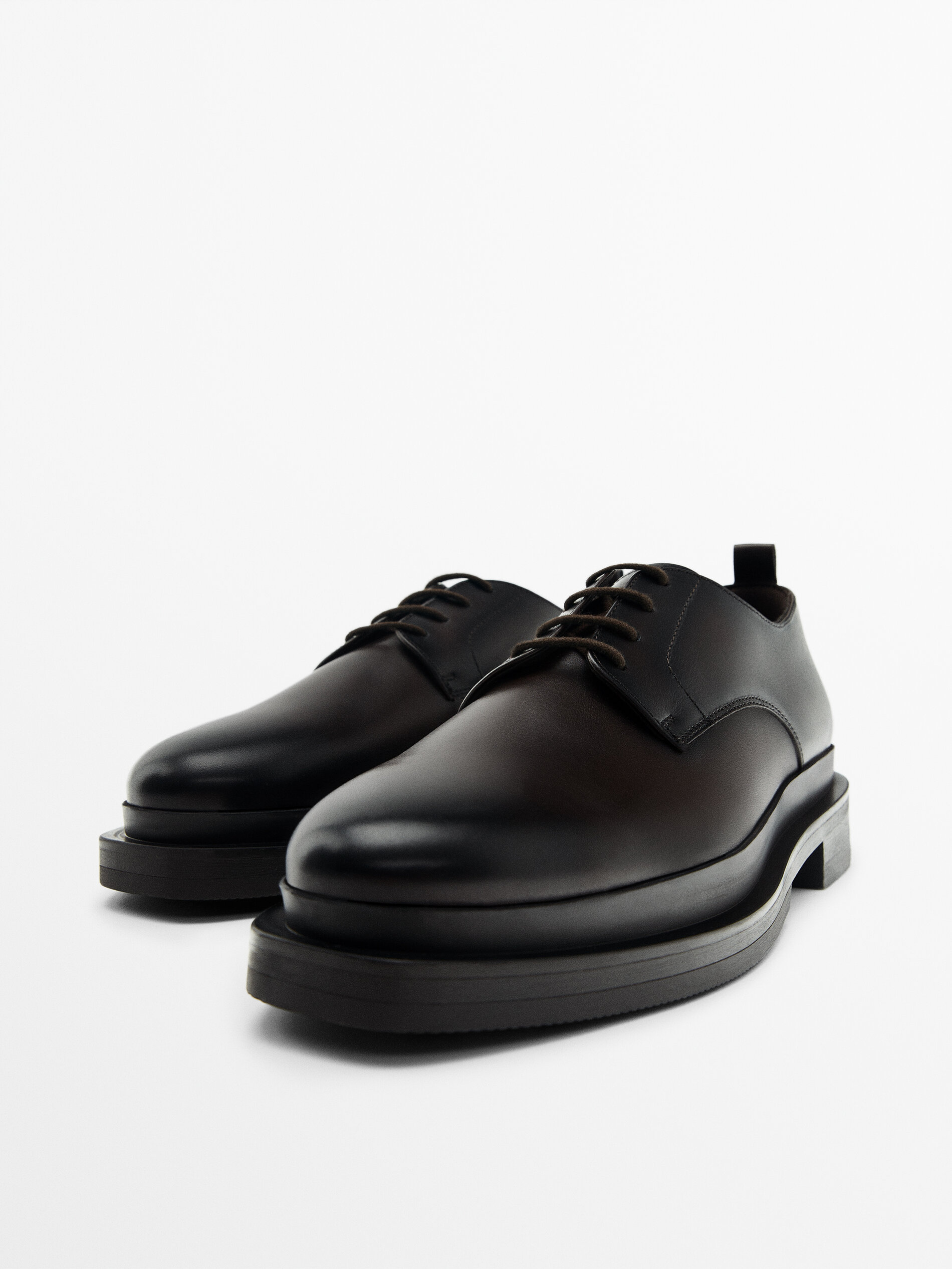 Brown nappa leather shoes Studio Brown Shoes Massimo Dutti