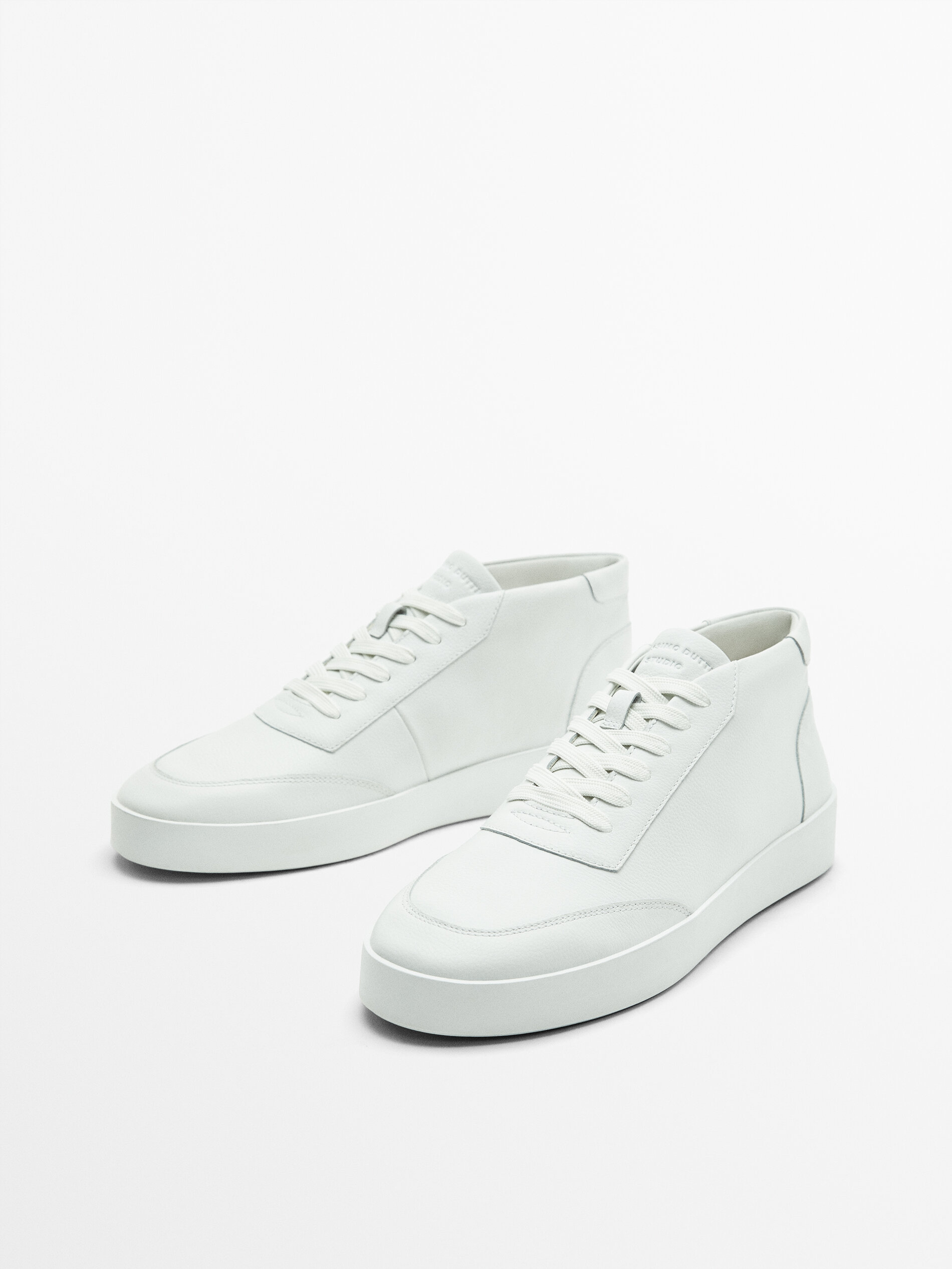White high top trainers Studio White Shoes Massimo Dutti