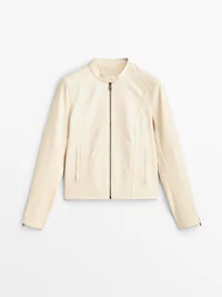 마시모두띠 자켓 Massimo Dutti Nappa leather jacket,WHITE