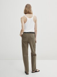 마시모두띠 Massimo Dutti Cotton blend cargo trousers,KHAKI
