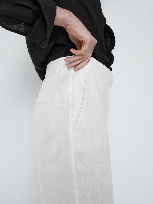 Pantalón 100% lino corte - Massimo Dutti