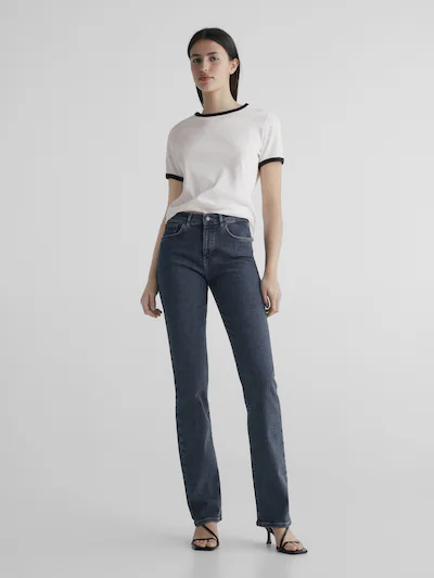 High-waist straight stretch jeans - Massimo Dutti United States of America