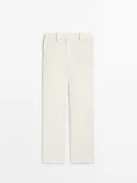 마시모두띠 Massimo Dutti Linen blend straight trousers,WHITE