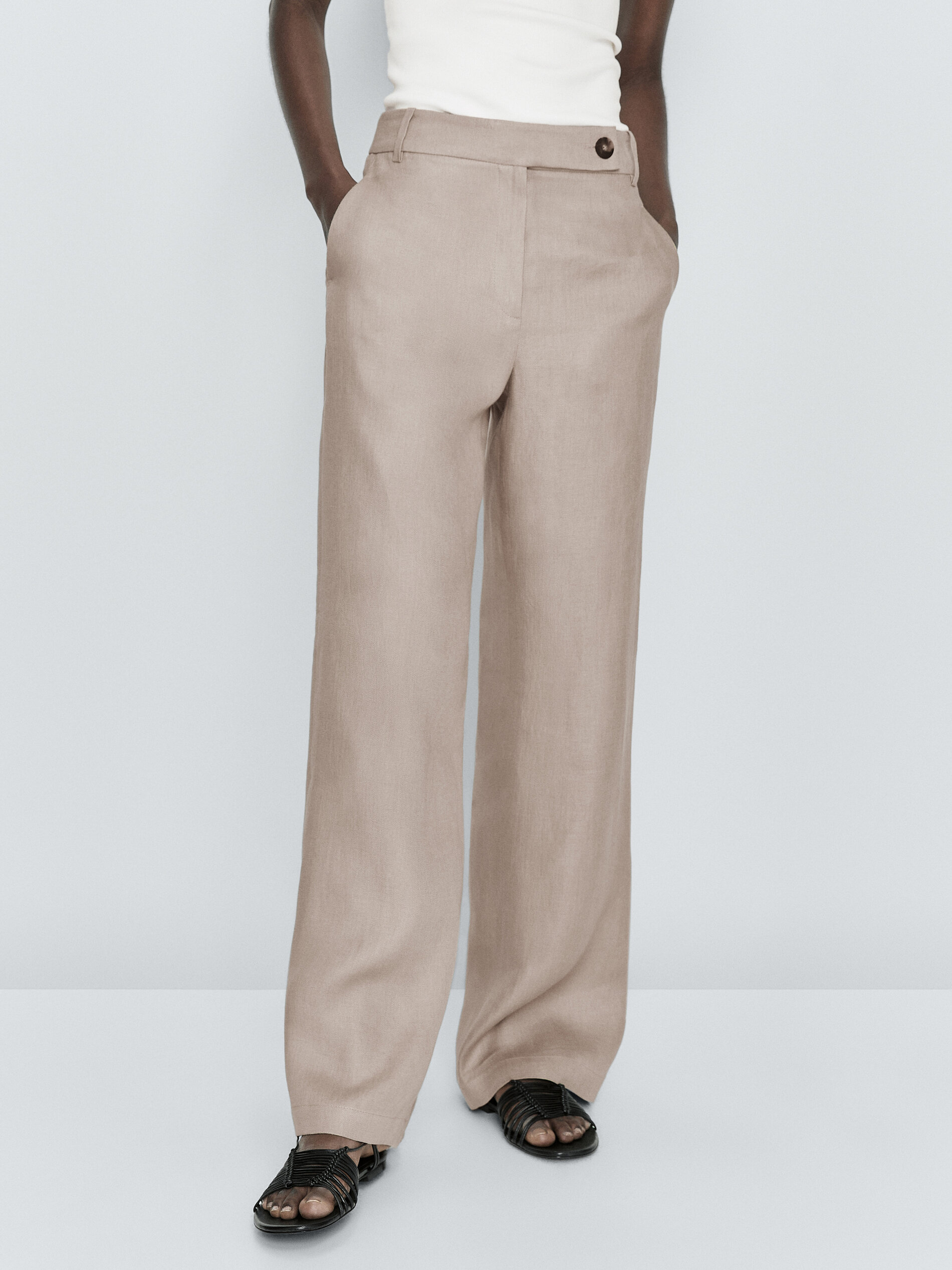 Linen blend darted trousers  Massimo Dutti