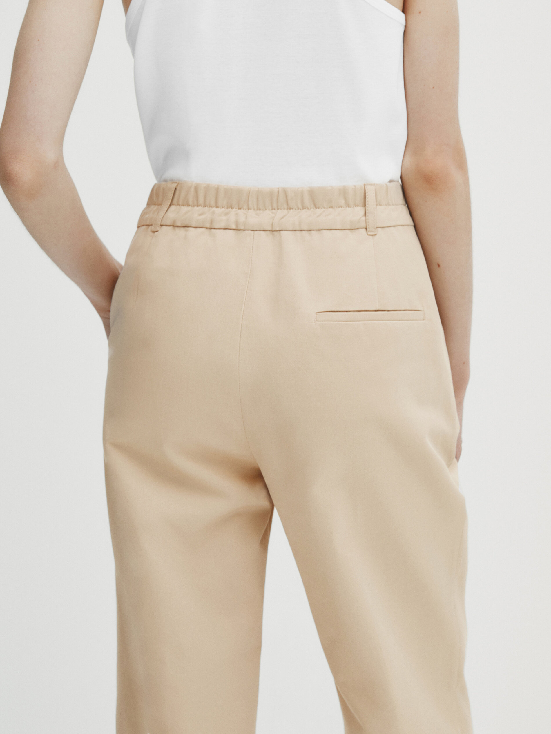 RUSTIC TROUSERS WITH ELASTICATED WAISTBAND  Sand  ZARA India