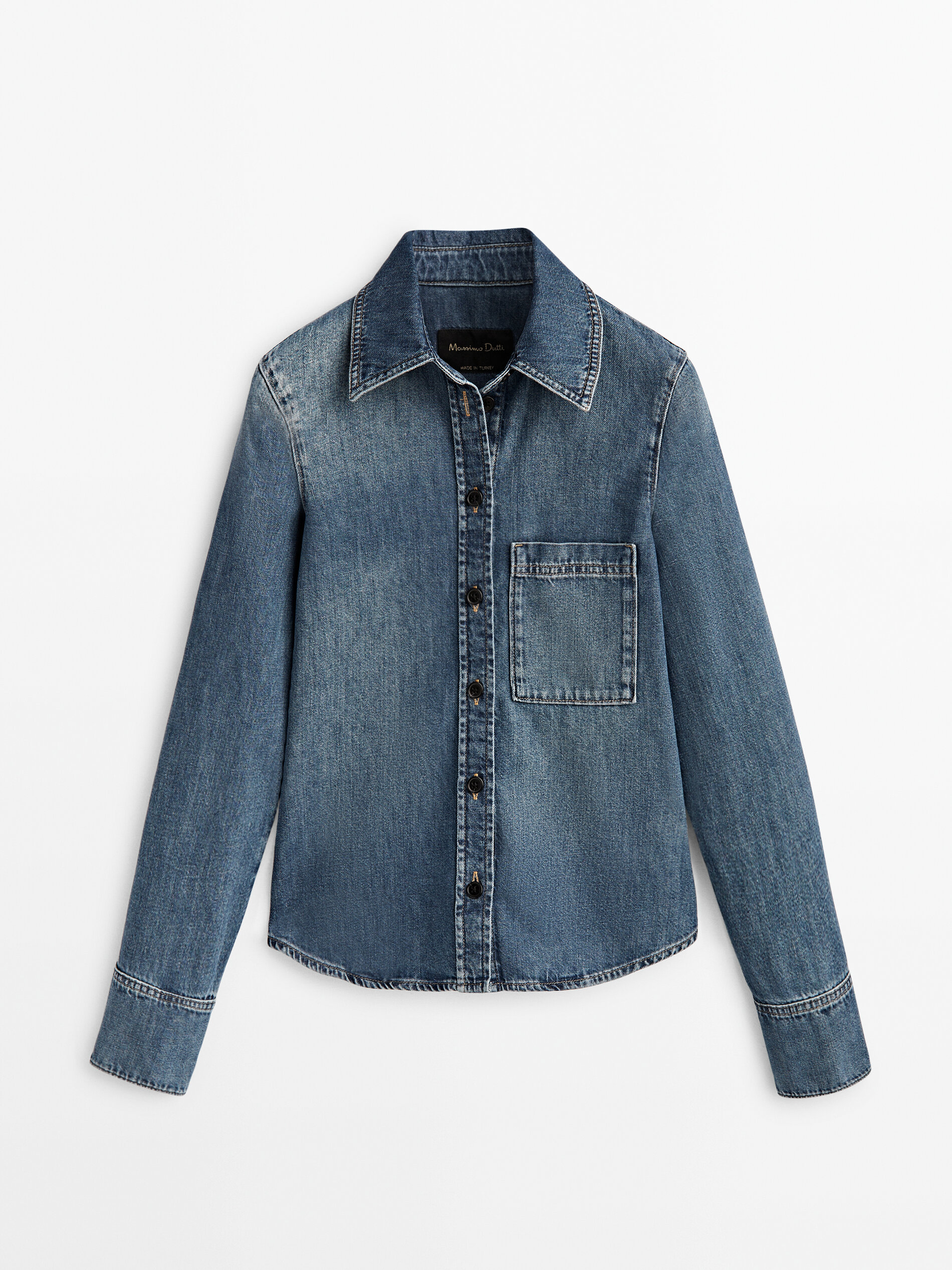 Camisa denim efecto lavado Massimo Dutti