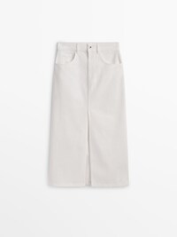 마시모두띠 스커트 Massimo Dutti High-waist denim skirt,CREAM