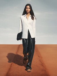 마시모두띠 블라우스 Massimo Dutti 100% linen oversize blouse,WHITE