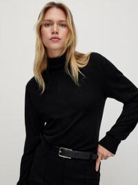 마시모두띠 니트탑 Massimo Dutti Long sleeve high neck sweater,BLACK