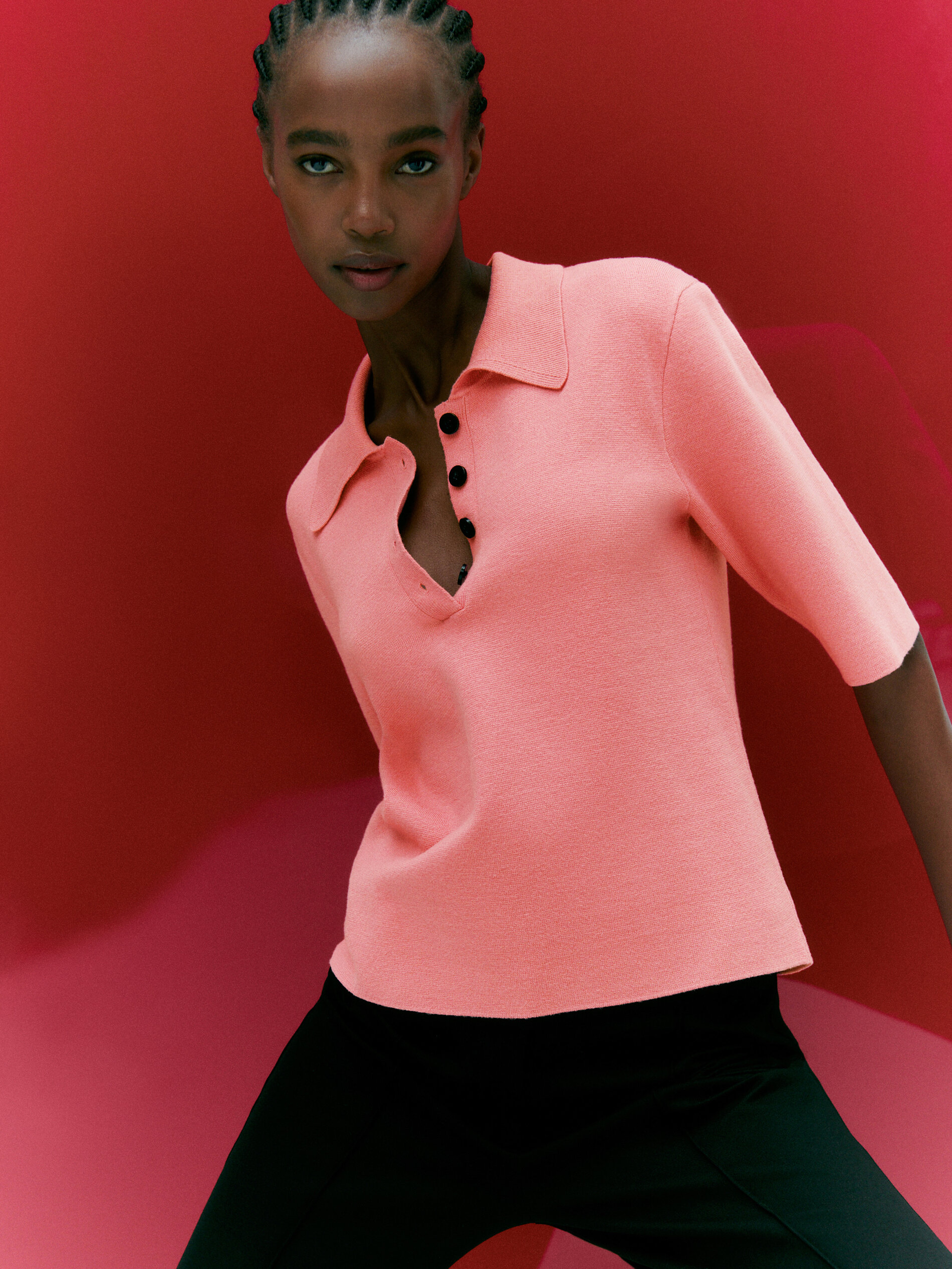 Short sleeve buttoned polo sweater - Massimo Dutti