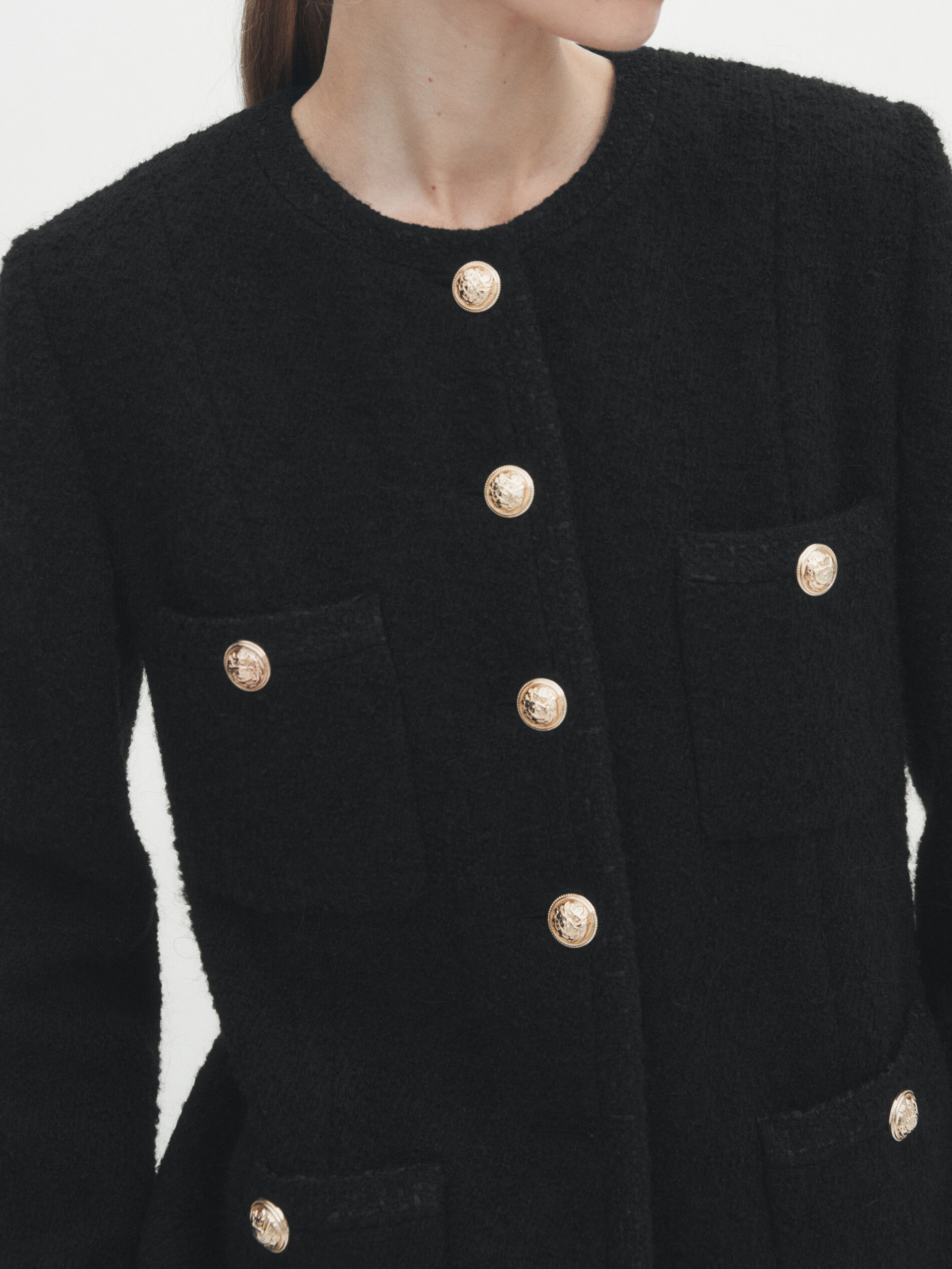 Chaqueta larga botones dorados Massimo Dutti