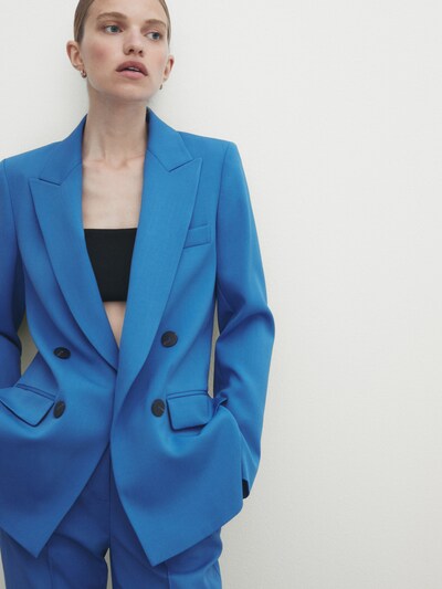 마시모두띠 Massimo Dutti Two-button wool blend suit blazer,BLUE