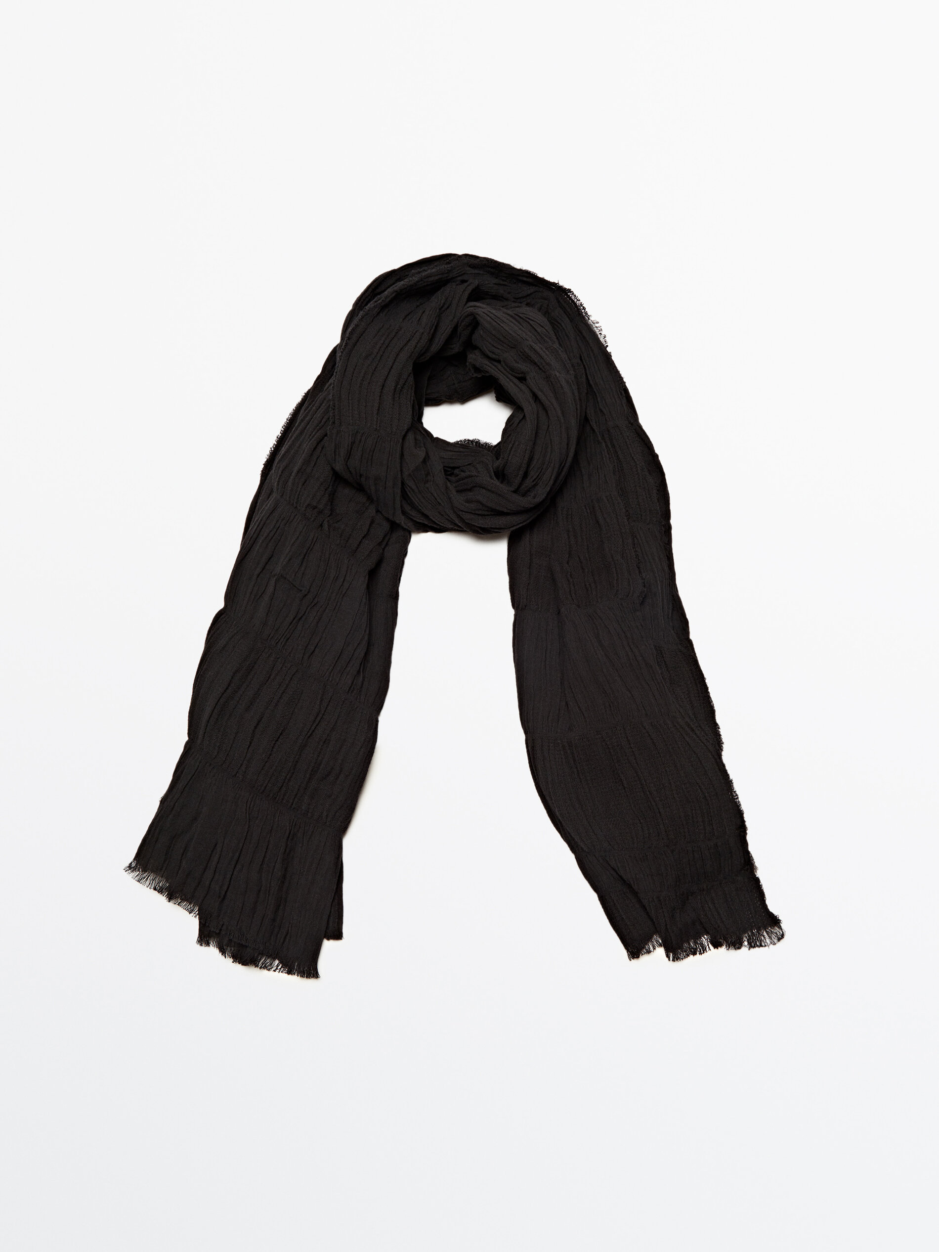 Textured cotton blend scarf - Massimo Dutti Worldwide