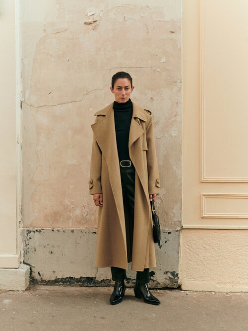 Manteau trench en laine avec ceinture - Massimo Dutti Andorra