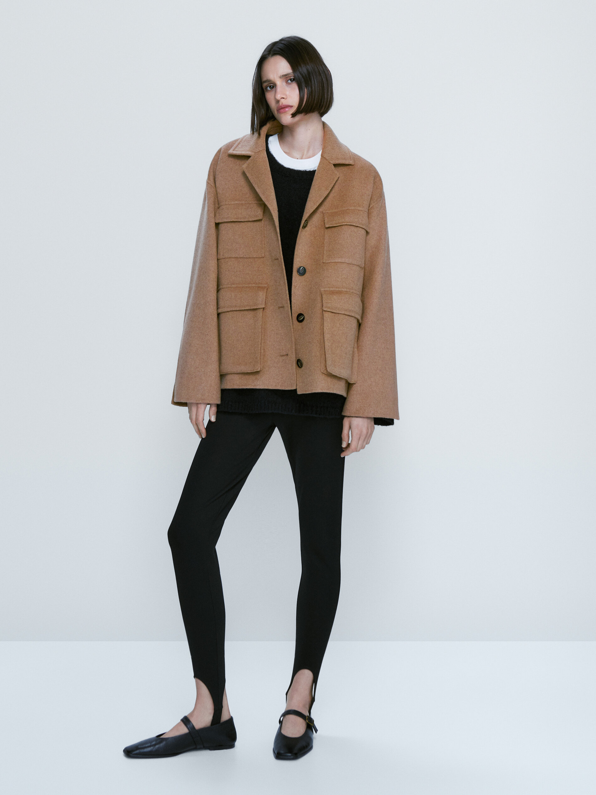 Short wool blend coat with pockets - Massimo Dutti Canada