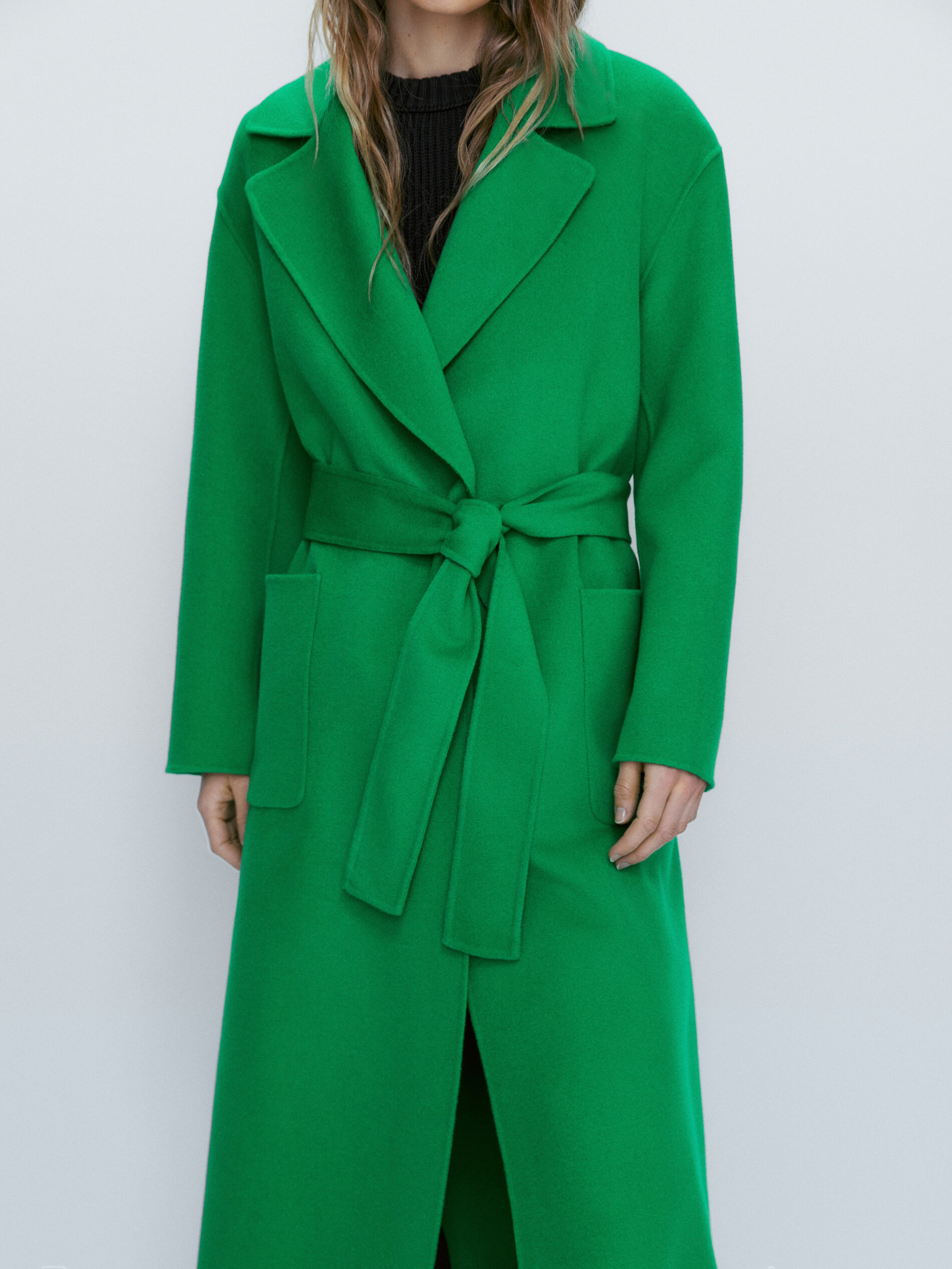 abrigo verde lana massimo dutti