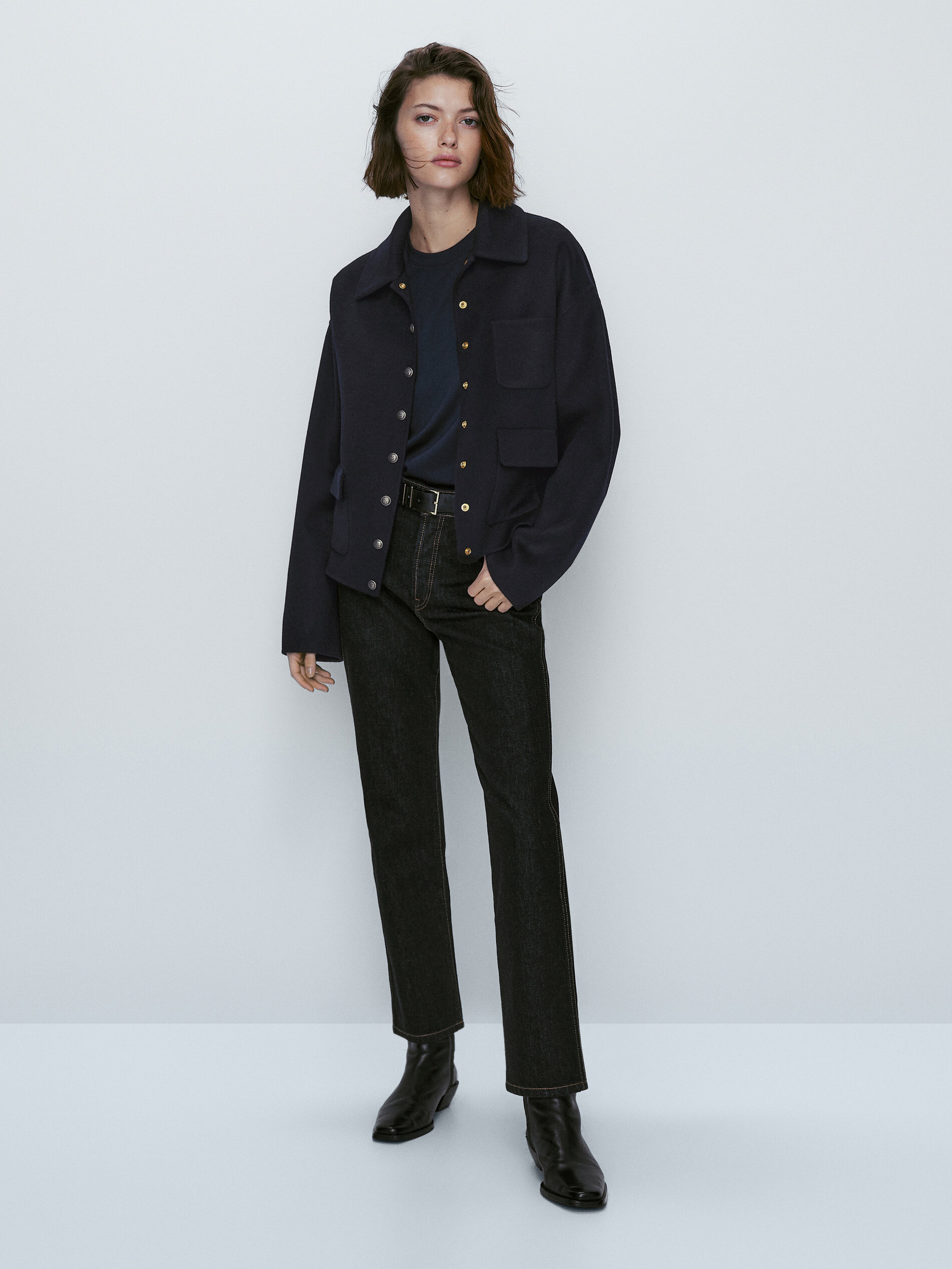 Abrigo lana botones dorados - Massimo Dutti España