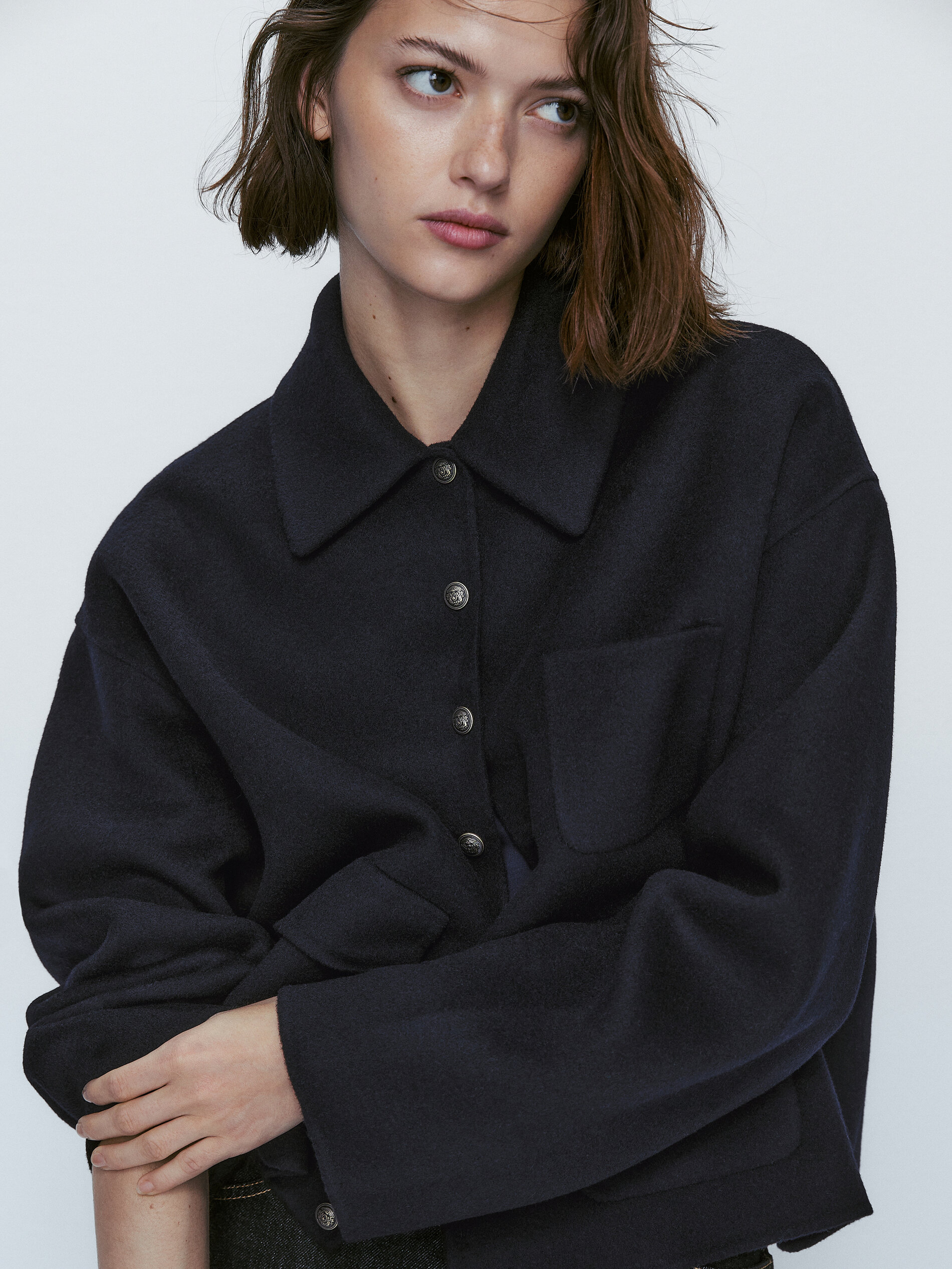 Abrigo lana botones dorados - Massimo Dutti España