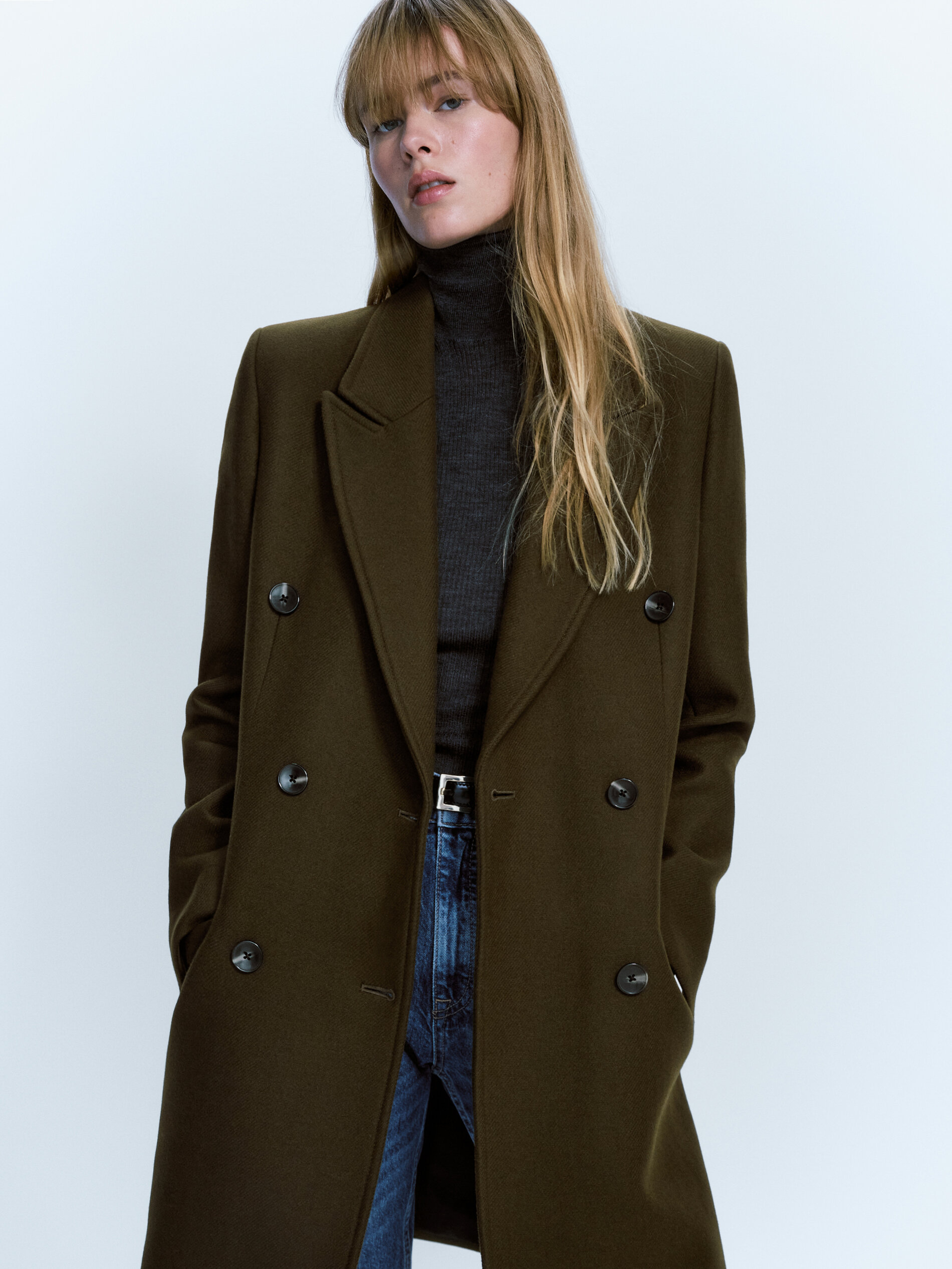Double-breasted wool blend coat - Massimo Dutti Costa Rica