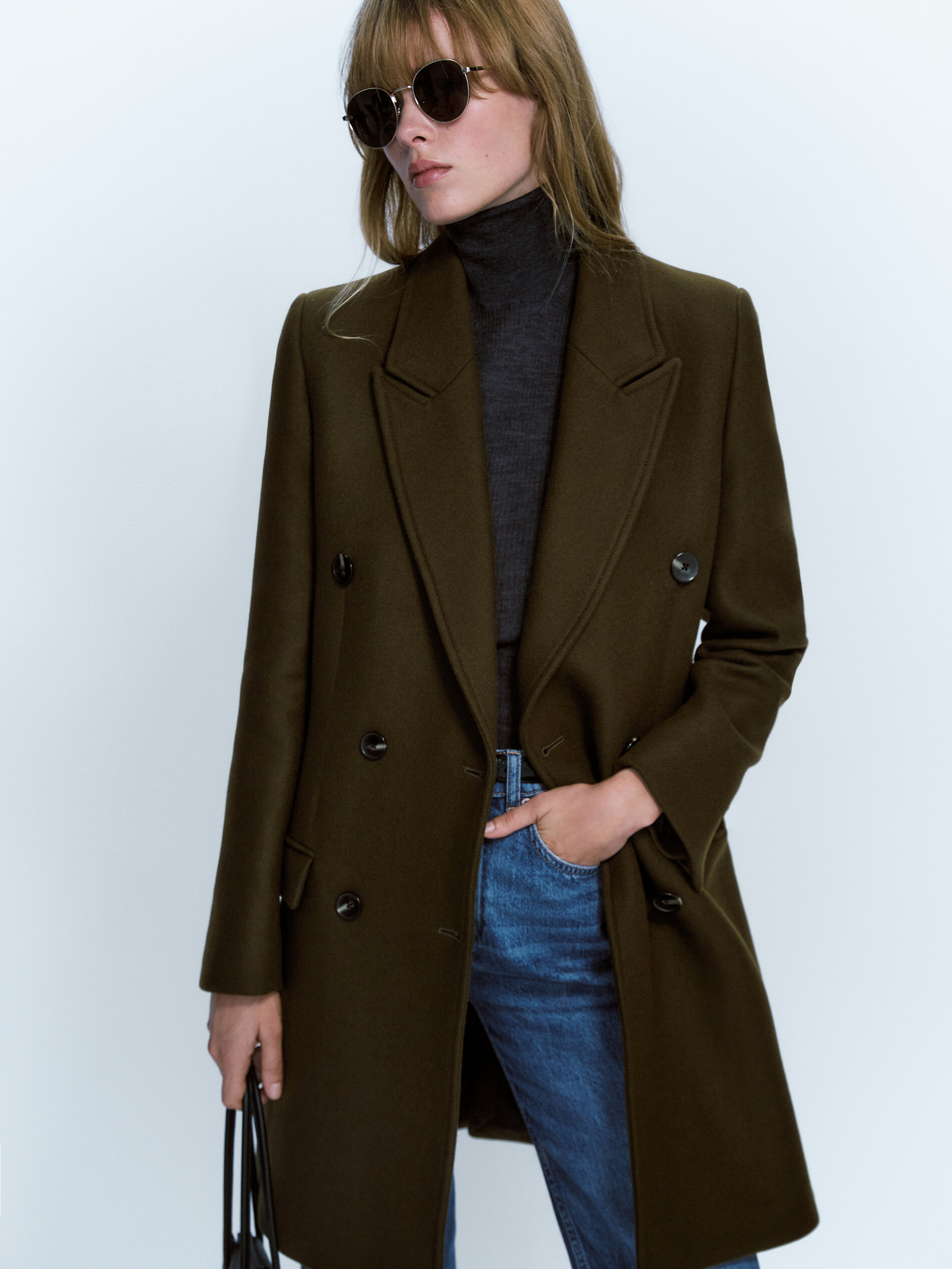 Double-breasted wool blend coat - Massimo Dutti Costa Rica