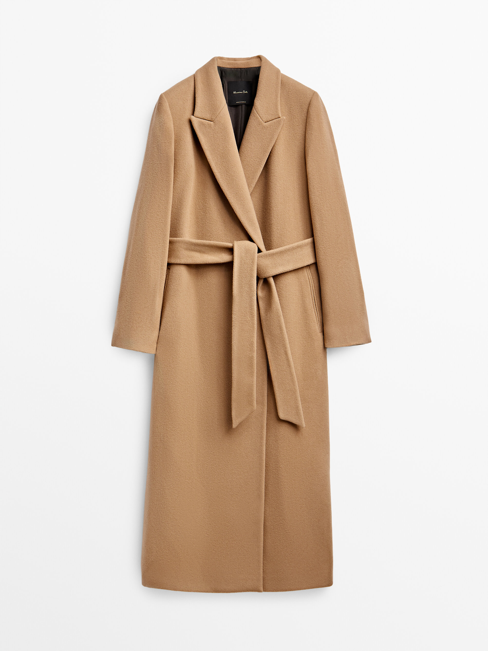 Long wool blend robe coat