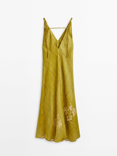 Bore ligevægt social Lang kjole med stropper og ternet print - Massimo Dutti Denmark