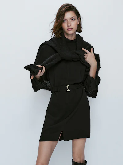 Kort, sort kjole med elastisk - Massimo Denmark