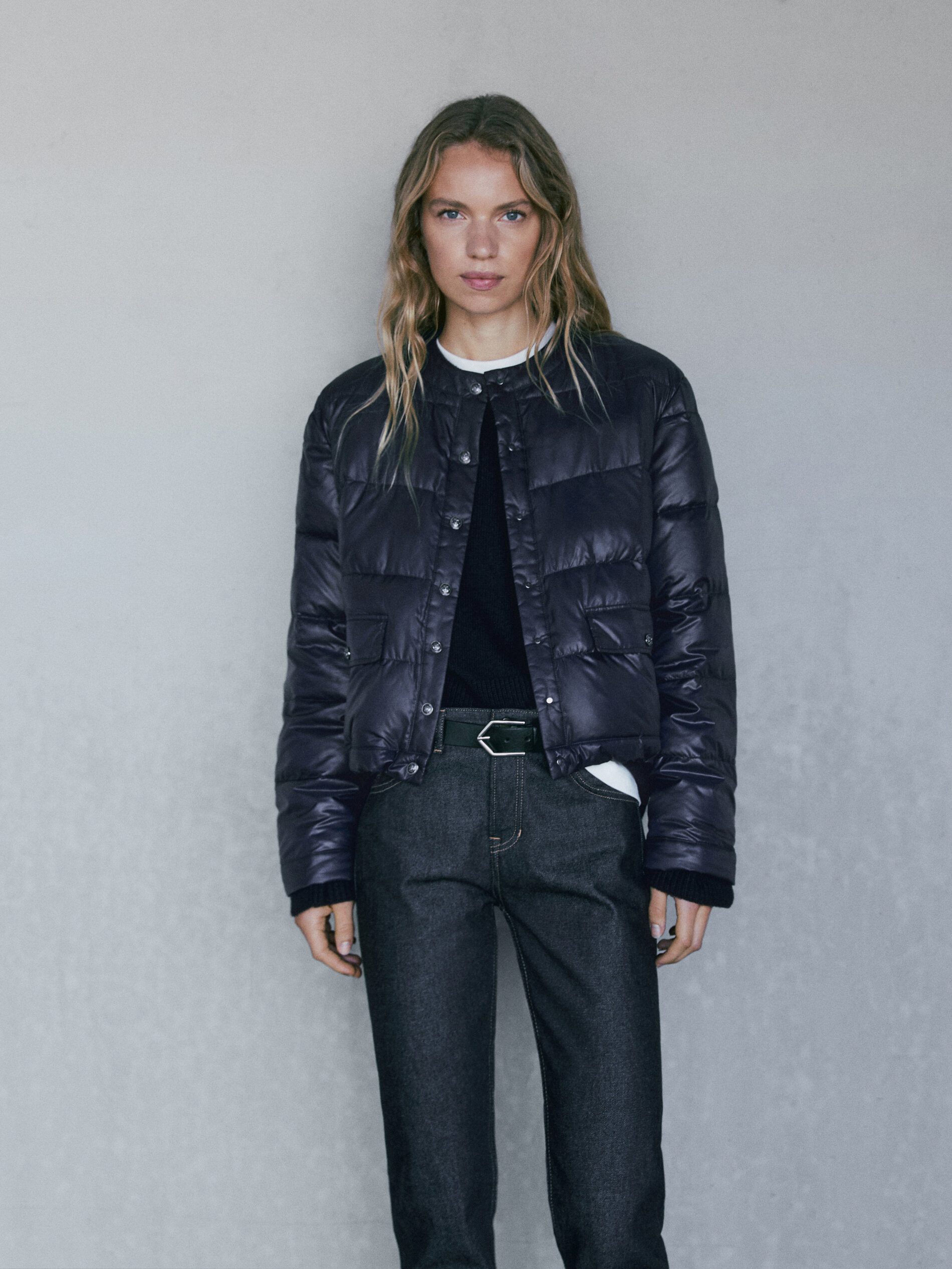 関税負担☆Massimo Dutti☆CROPPED PUFFER JACKET WITH BUTTONS