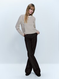 마시모두띠 스웻셔츠 Massimo Dutti Striped cotton blend sweatshirt,CREAM