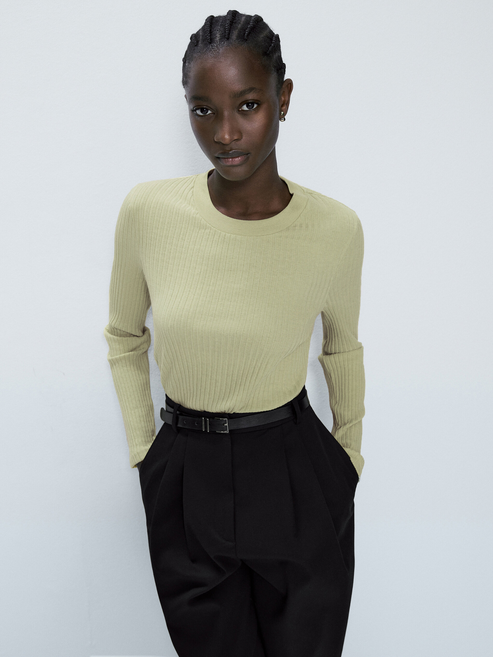 pastel green turtleneck