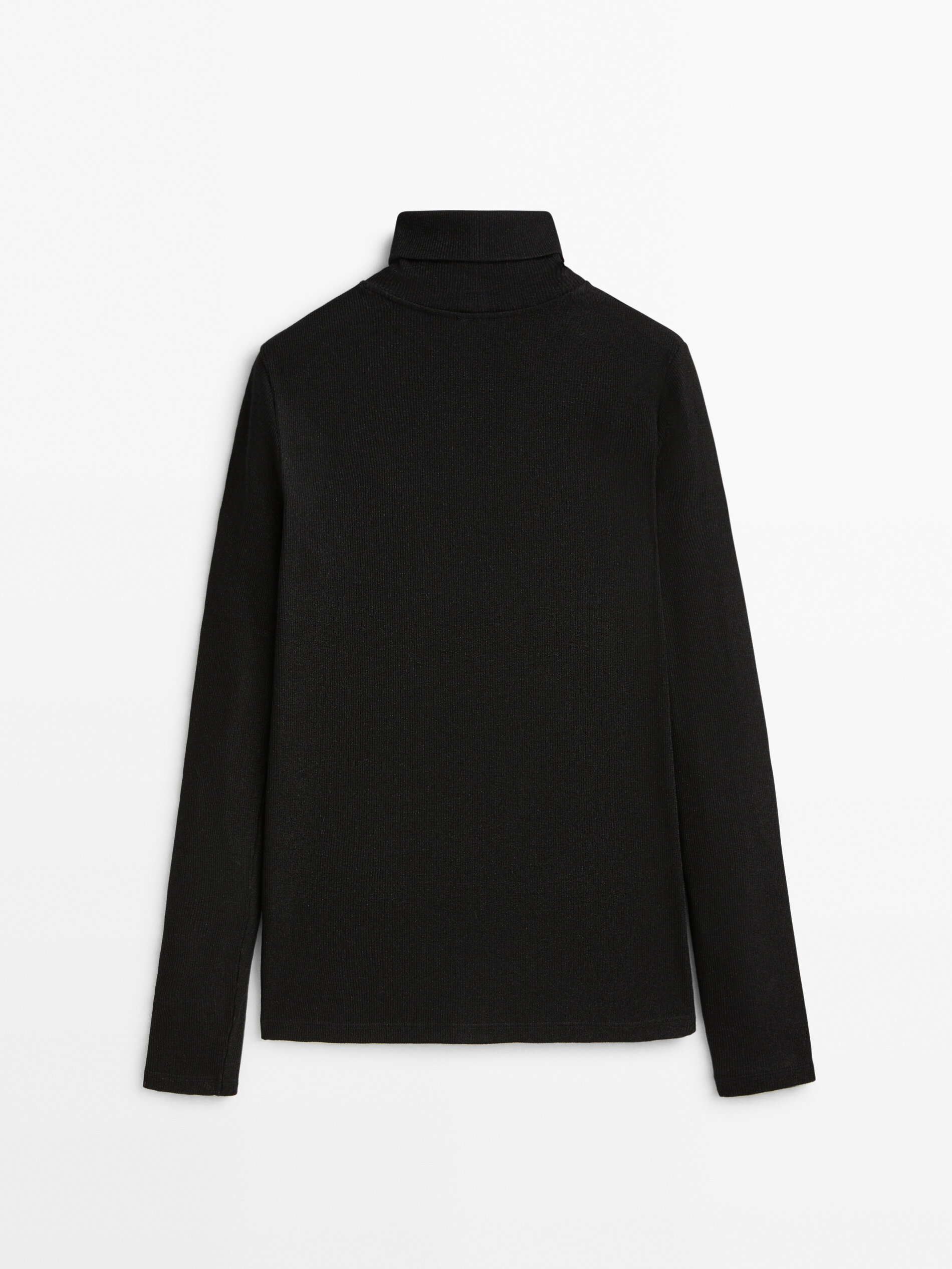 high neck long sleeve top black