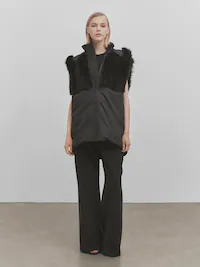 마시모두띠 Massimo Dutti Leather gilet with natural down detail - Studio,BLACK