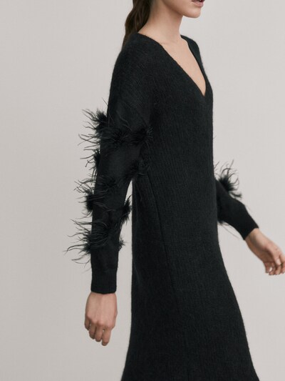 Vestido punto con detalle de plumas - Studio - Massimo Dutti España Vestido punto con detalle de plumas - Studio - Massimo Dutti España