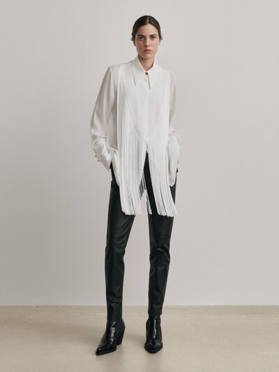 Camisa mezcla seda flecos -Studio - Massimo Dutti España Camisa mezcla seda flecos -Studio - Massimo Dutti España