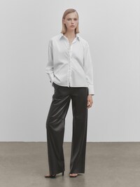마시모두띠 셔츠 Massimo Dutti Poplin shirt with ruffle detail -Studio,WHITE