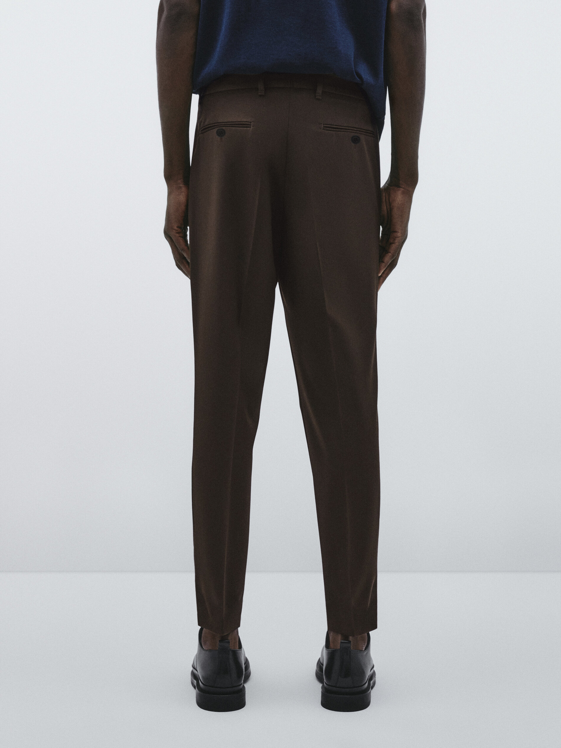 Zeus Brown Textured Premium WoolBlend Pant For Men