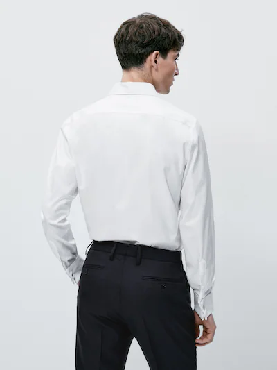 mooi zo Uitbarsten positie Regular fit blouse met visgraatmotief en dubbele manchet - Massimo Dutti  Belgium