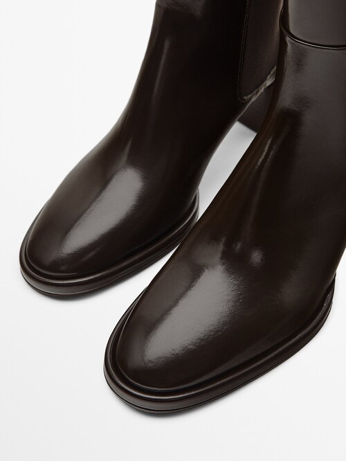 eyelash Collapse have a finger in the pie Leather high-heel Chelsea boots - Massimo Dutti USA
