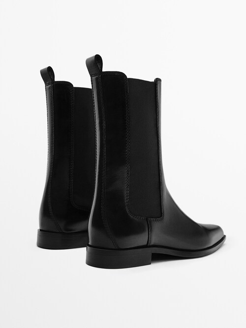 sit Of storm sponsored Flat leather Chelsea boots - Massimo Dutti USA
