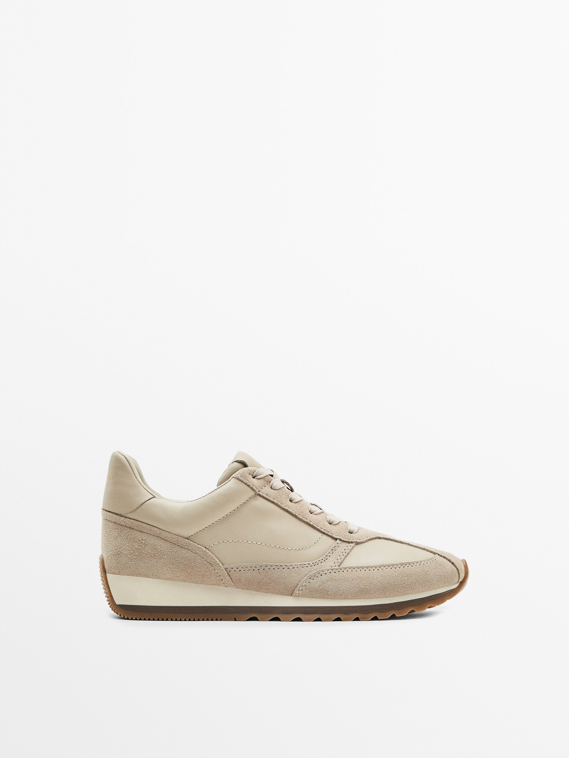 Contrast leather trainers - Massimo Dutti Lebanon