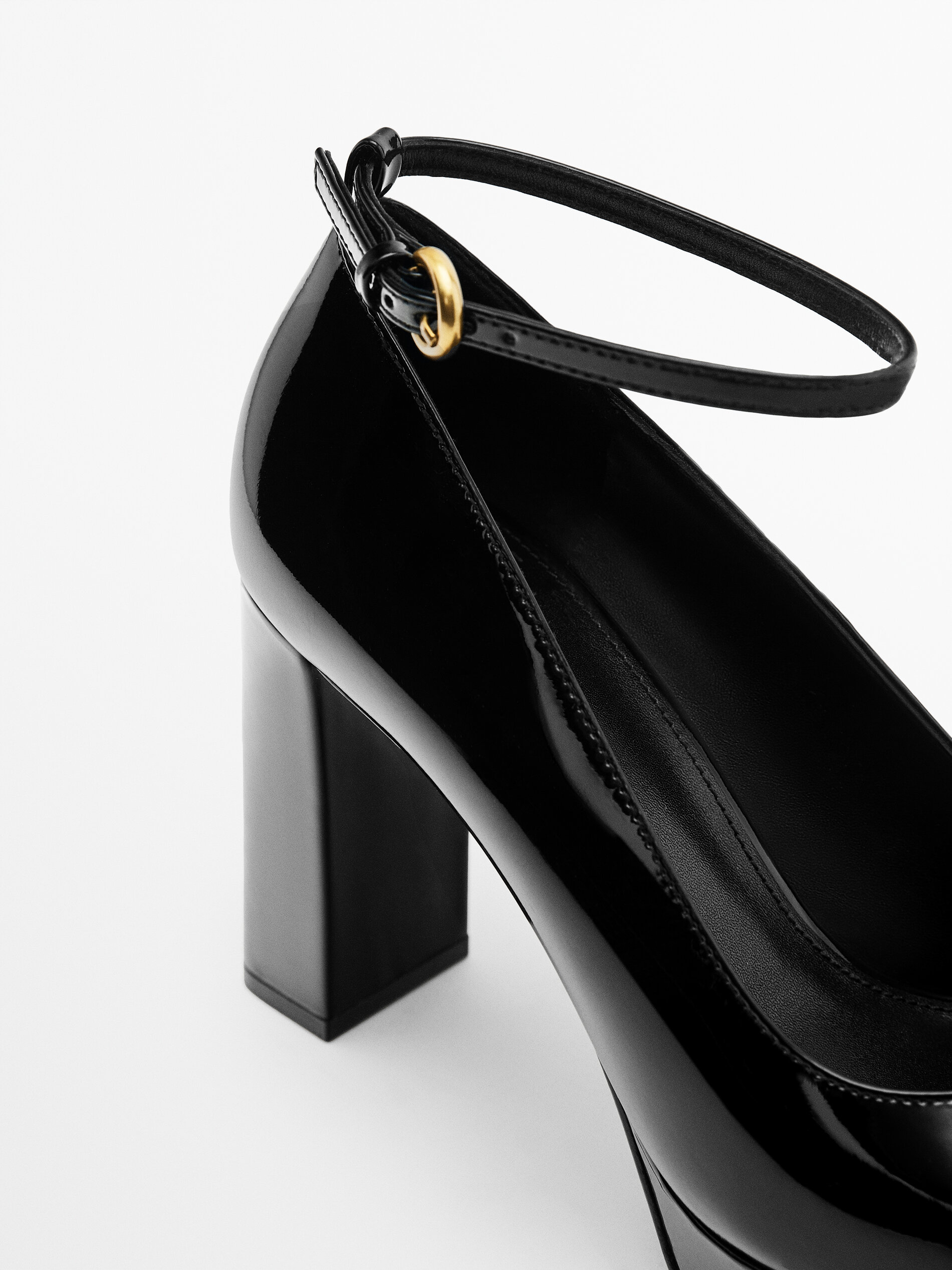 Leren schoen met plateauzool en hoge hak - Studio - Massimo Dutti Nederland
