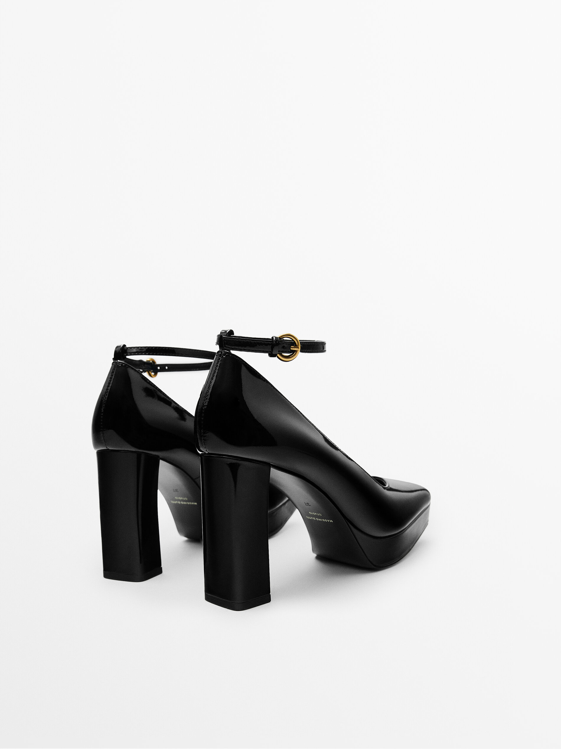 Leren schoen met plateauzool en hoge hak - Studio - Massimo Dutti Nederland