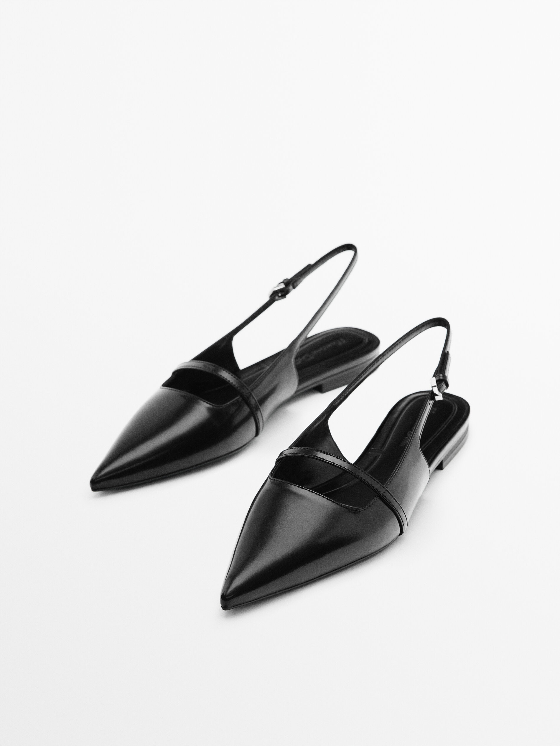 Platte leren slingbacks - Massimo Dutti Belgium
